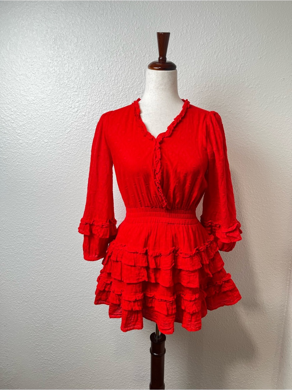 Cake For Dinner Red Ruffle Mini Dress Size XS